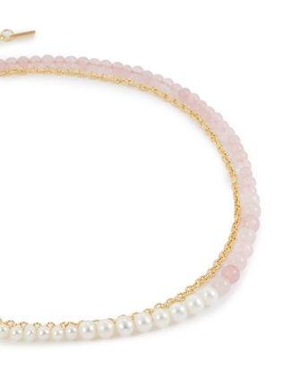 Detail View - Click To Enlarge - COMPLETEDWORKS - Freshwater Pearl Rose Quartz 18ct Gold Plated Necklace