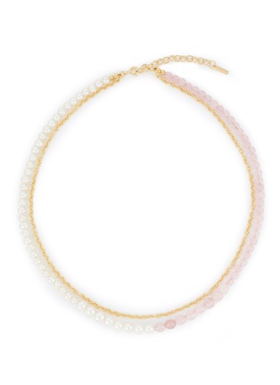 Main View - Click To Enlarge - COMPLETEDWORKS - Freshwater Pearl Rose Quartz 18ct Gold Plated Necklace
