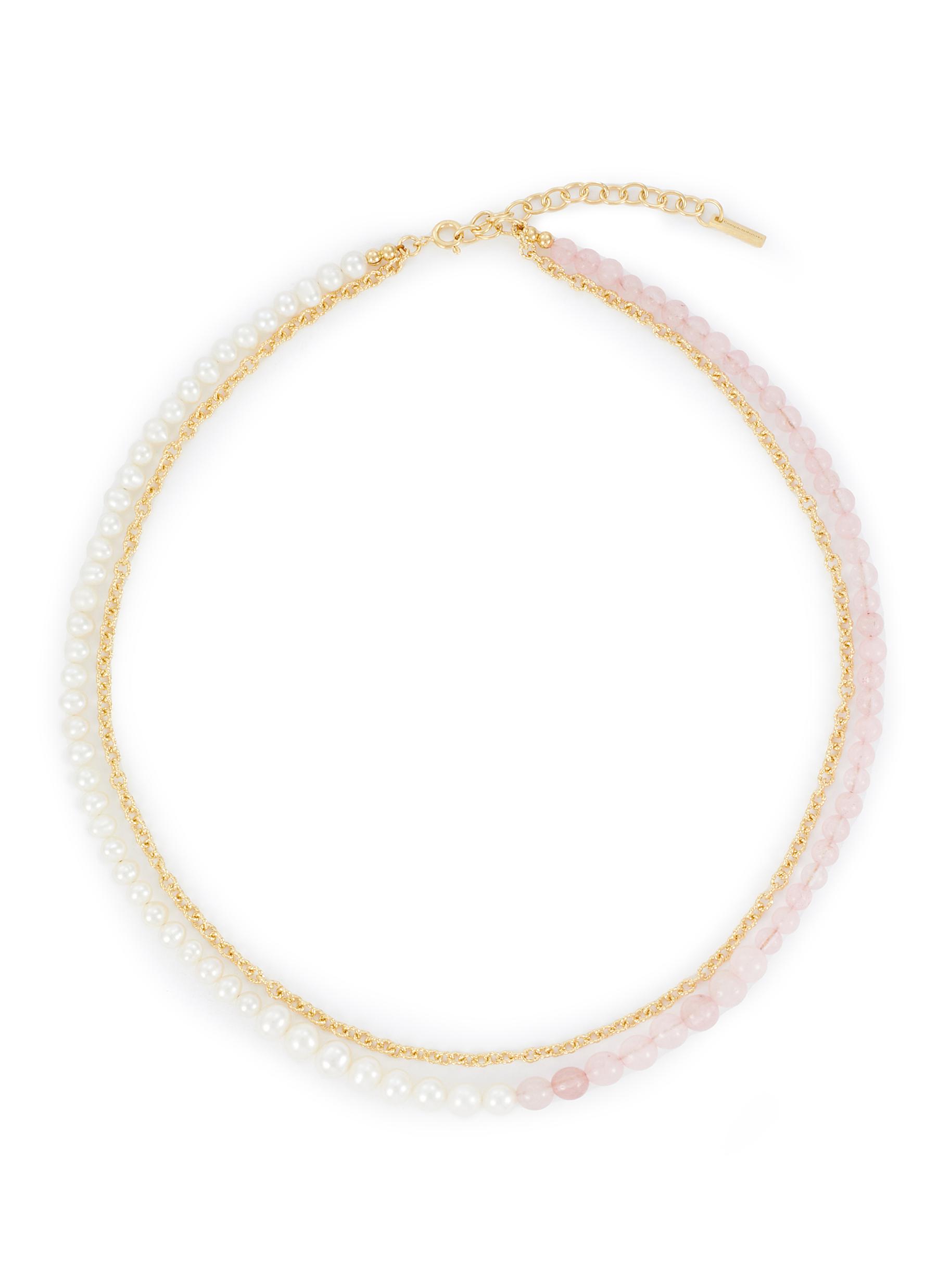 Freshwater Pearl Rose Quartz 18ct Gold Plated Necklace