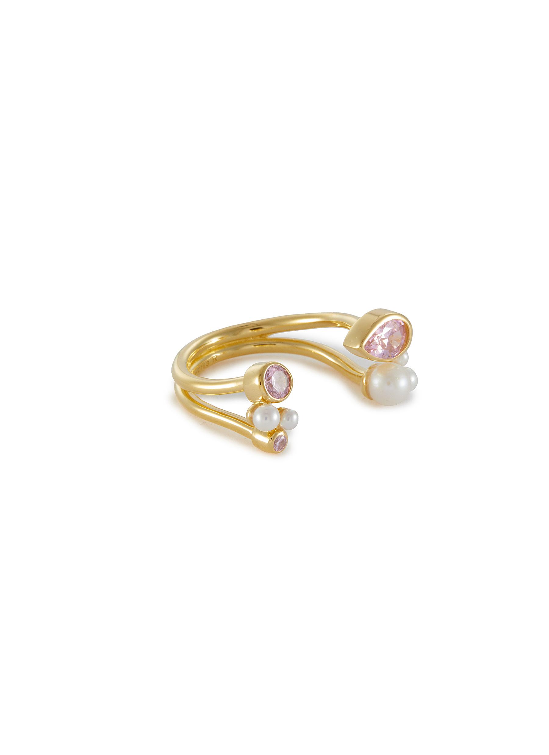 Freshwater Pearl Pink Cubic Zirconia 18ct Gold Plated Rings