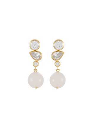 Main View - Click To Enlarge - COMPLETEDWORKS - Cubic Zirconia Rose Quartz 18ct Gold Plated Vermeil Earrings