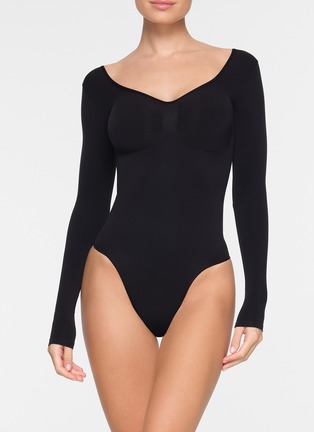 Detail View - Click To Enlarge - SKIMS - Seamless Sculpt Long Sleeve Thong Bodysuit