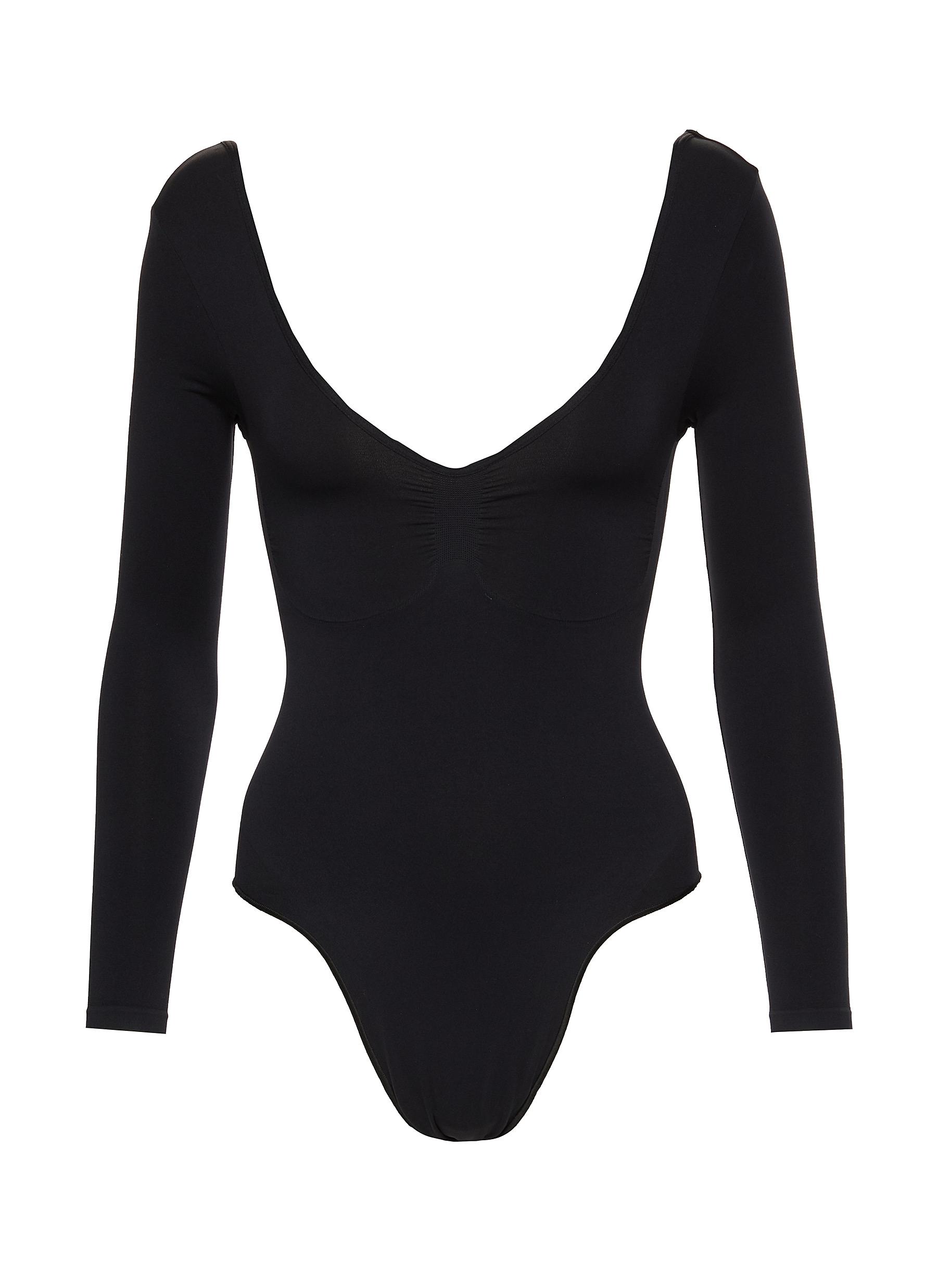 NWT SKIMS Soft Smoothing Thong Bodysuit Black Color Eclipse Size