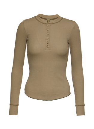 SKIMS New Vintage Long Sleeve Henley - Cocoa
