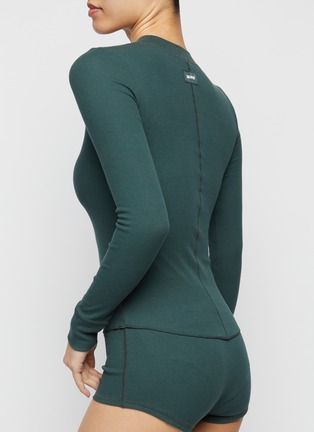 Womens Skims green Long-Sleeve Henley T-Shirt