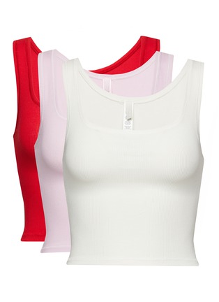 Track Cotton Rib Tank 3 Pack - Red Baby Pink Multi - XL at Skims