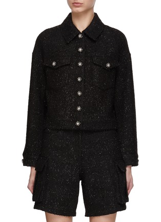 Main View - Click To Enlarge - SELF-PORTRAIT - Crystal Embellished Boucle Jacket