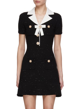 SELF-PORTRAIT | Contrast Collar Sequined Mini Dress