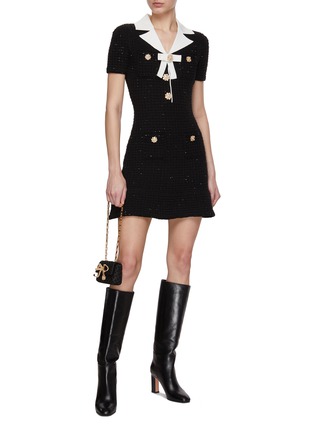 Figure View - Click To Enlarge - SELF-PORTRAIT - Contrast Collar Sequined Mini Dress