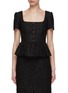 Main View - Click To Enlarge - SELF-PORTRAIT - Embellished Floral Button Boucle Peplum Top