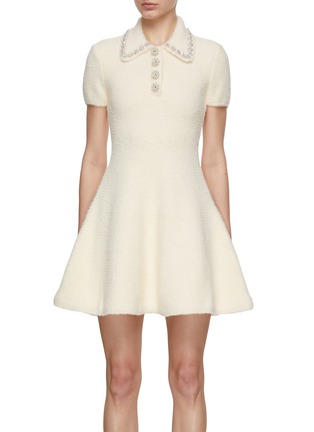 Main View - Click To Enlarge - SELF-PORTRAIT - Crystal Embellished Knit Mini Dress