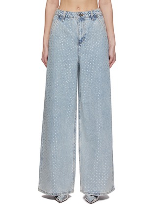 Main View - Click To Enlarge - SELF-PORTRAIT - Rhinestone Embellished Wide Leg Jeans
