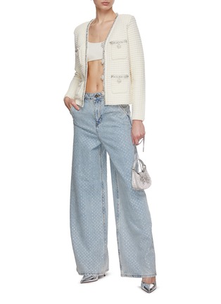 Figure View - Click To Enlarge - SELF-PORTRAIT - Rhinestone Embellished Wide Leg Jeans