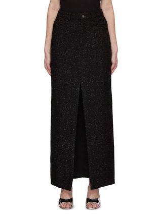 Main View - Click To Enlarge - SELF-PORTRAIT - Front Slit Boucle Maxi Skirt