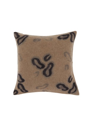 Main View - Click To Enlarge - JOVENS - Hand Painted Leopard Motif Cushion Cover — Taupe