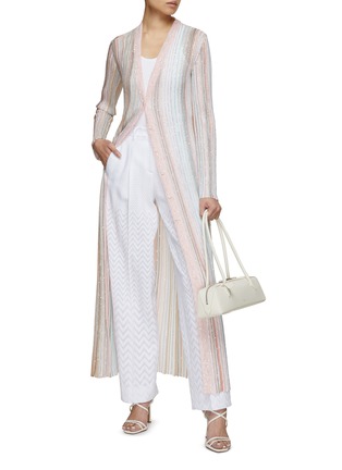 Figure View - Click To Enlarge - MISSONI - Sequin Striped Knitted Long Cardigan