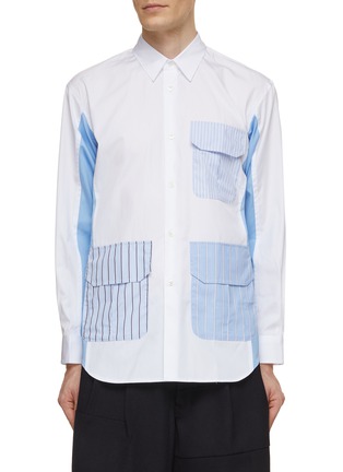 Main View - Click To Enlarge - COMME DES GARÇONS SHIRT - Multi Striped Pocket Cotton Shirt