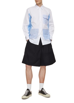 Figure View - Click To Enlarge - COMME DES GARÇONS SHIRT - Multi Striped Pocket Cotton Shirt