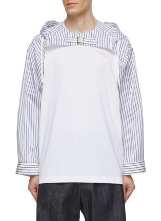 Main View - Click To Enlarge - COMME DES GARÇONS SHIRT - Striped Hooded Extra Cropped Jacket