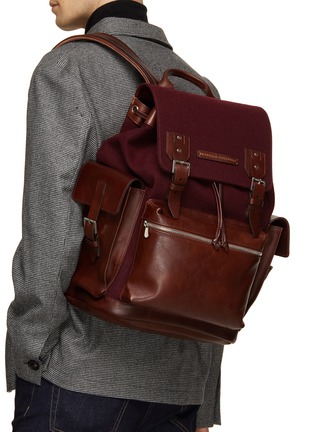 Figure View - Click To Enlarge - BRUNELLO CUCINELLI - Mixed Leather Backpack