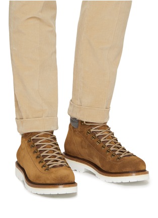 Figure View - Click To Enlarge - BRUNELLO CUCINELLI - Lace Up Suede Boots