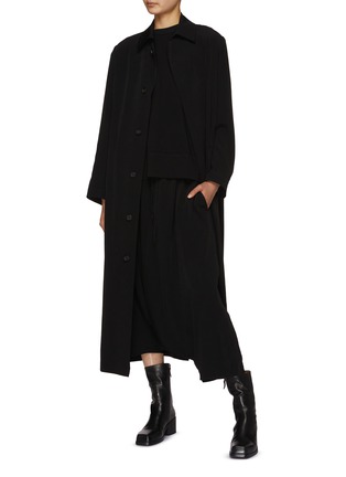 Figure View - Click To Enlarge - YOHJI YAMAMOTO - Soft Button Up Belted Coat