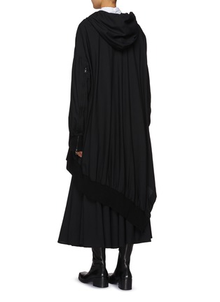 Back View - Click To Enlarge - YOHJI YAMAMOTO - Super Long Slouchy Asymmetrical Zip Hoodie
