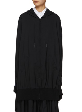 Main View - Click To Enlarge - YOHJI YAMAMOTO - Super Long Slouchy Asymmetrical Zip Hoodie