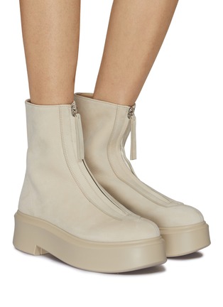 Figure View - Click To Enlarge - THE ROW - Zipped Leather Ankle Boots