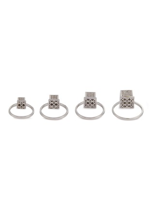 Detail View - Click To Enlarge - EDDIE BORGO - Graduated Cube Silver Toned Metal Ring Set