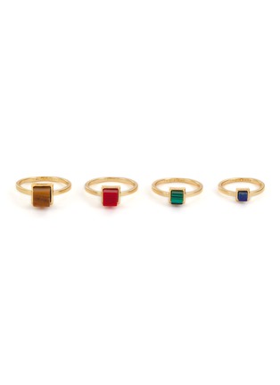 Main View - Click To Enlarge - EDDIE BORGO - Inlaid Cube 12K Gold Plated Metal Ring Set