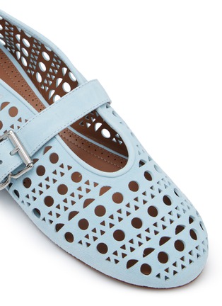 Detail View - Click To Enlarge - ALAÏA - Perforated Nappa Leather Ballerina Flats