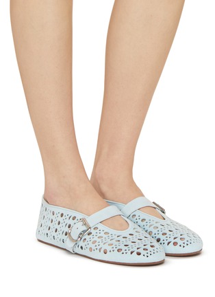 Figure View - Click To Enlarge - ALAÏA - Perforated Nappa Leather Ballerina Flats