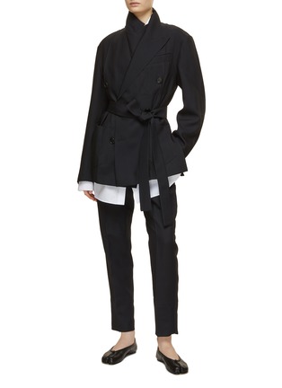 Figure View - Click To Enlarge - SETCHU - Origami Belted Waist Double Breasted Blazer
