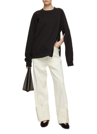 Figure View - Click To Enlarge - SETCHU - Zipper Detail Cotton Sweatshirt