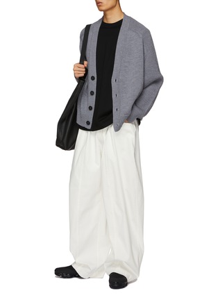 Figure View - Click To Enlarge - STUDIO NICHOLSON - Mixed Ribbed Wool Knit Cardigan