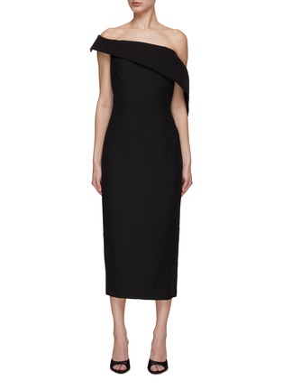 Main View - Click To Enlarge - ROLAND MOURET - Off-Shoulder Wool Silk Midi Dress