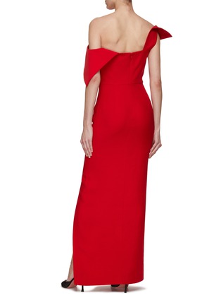 Back View - Click To Enlarge - ROLAND MOURET - Asymmetric Wool Silk Maxi Dress