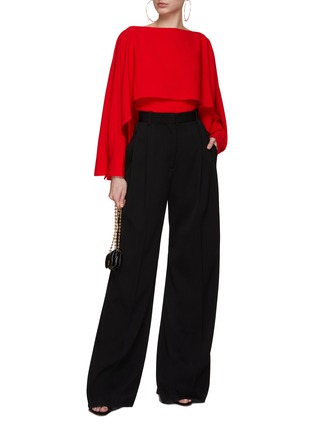 Figure View - Click To Enlarge - ROLAND MOURET - Long Sleeve Satin Crepe Top