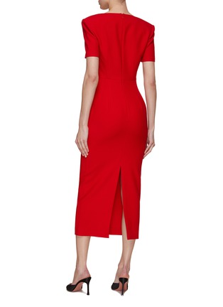 Back View - Click To Enlarge - ROLAND MOURET - Short Sleeve Peplum Midi Dress