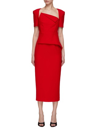 Main View - Click To Enlarge - ROLAND MOURET - Short Sleeve Peplum Midi Dress