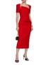Figure View - Click To Enlarge - ROLAND MOURET - Short Sleeve Peplum Midi Dress