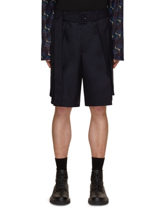 Main View - Click To Enlarge - DRIES VAN NOTEN - Belted Wool Cargo Shorts