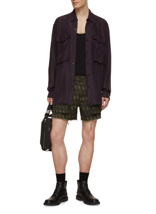 Figure View - Click To Enlarge - DRIES VAN NOTEN - Belted Toile Cotton Linen Shorts