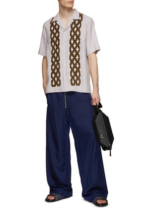 Figure View - Click To Enlarge - DRIES VAN NOTEN - Yarn Embroidered Chain Weave Shirt