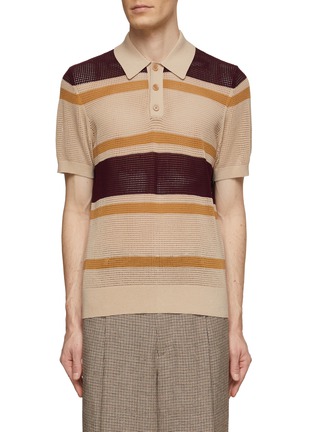 Main View - Click To Enlarge - DRIES VAN NOTEN - Ajour Knit Striped Polo
