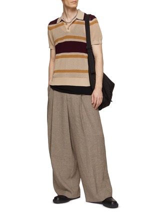 Figure View - Click To Enlarge - DRIES VAN NOTEN - Ajour Knit Striped Polo