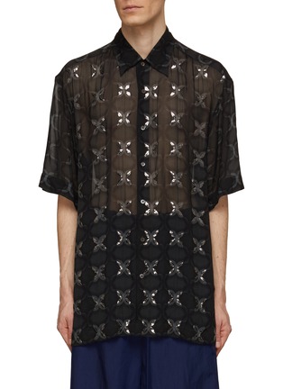 Main View - Click To Enlarge - DRIES VAN NOTEN - Criss Cross Sequin Embroidered Loose Fit Shirt