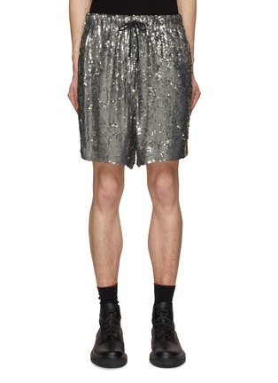 Main View - Click To Enlarge - DRIES VAN NOTEN - Paillettes Embellished Loose Fit Drawstring Shorts