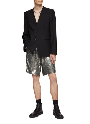 Figure View - Click To Enlarge - DRIES VAN NOTEN - Paillettes Embellished Loose Fit Drawstring Shorts